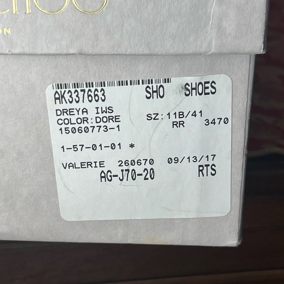 Jimmy Choo Women's Golden Metallic Lame 'Dreya' Espadrille Flats Shoes 11B/41 - Picture 4 of 5